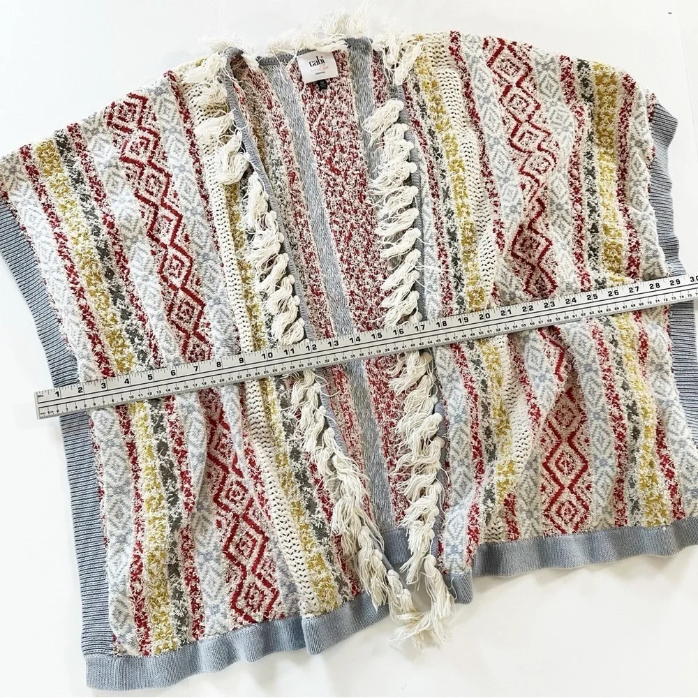 Cabi Womens XS Small Siesta Fringe Boho Poncho Cardigan Sweater 5001